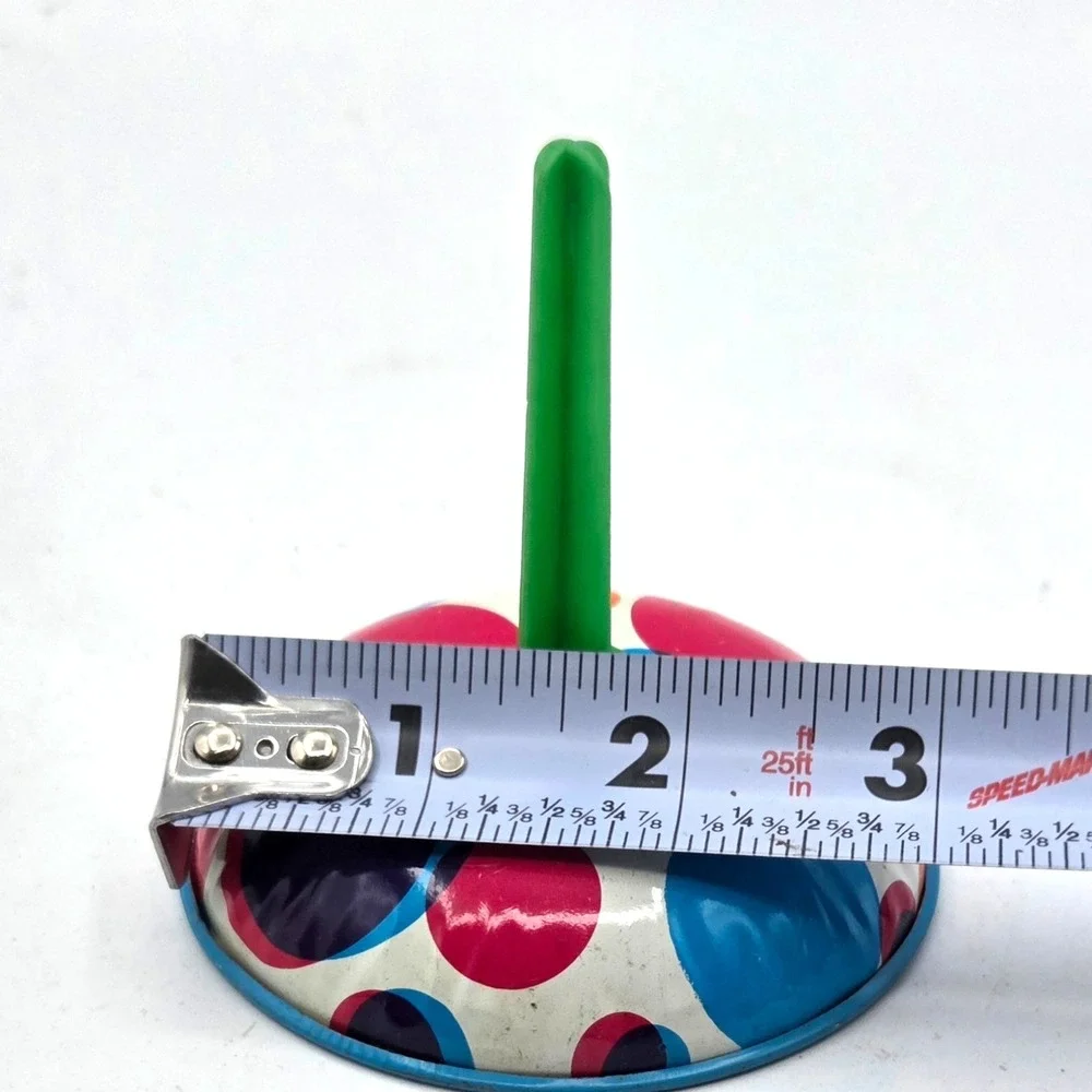 VINTAGE US TOY MFG Noise Maker Party Rattle or Bell Ringer Polka Dot Multicolor